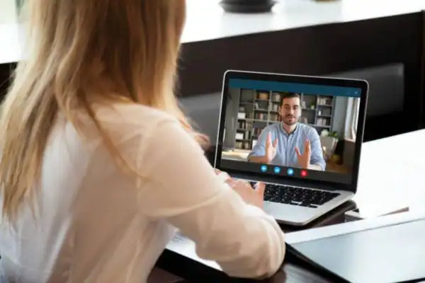 image of woman attending online mediation Camborne speak to our team today!